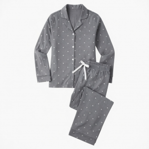 Gray White Stars Ladies 2pc Pajamas