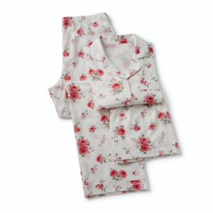 Women NY Pajamas Pants PJ Clothing Sleep Set 3 Piece White Red Roses