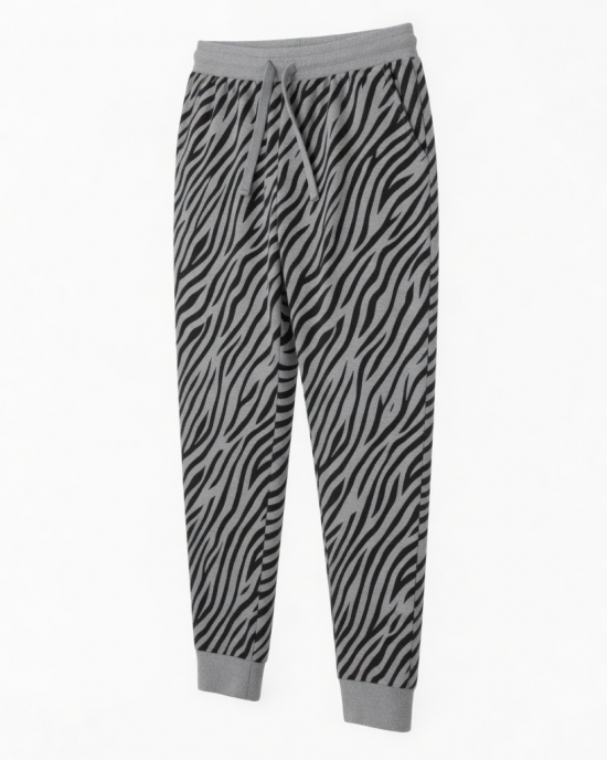 Pants Pajamas Women Gray with Pattern Zebra Lounge jogger