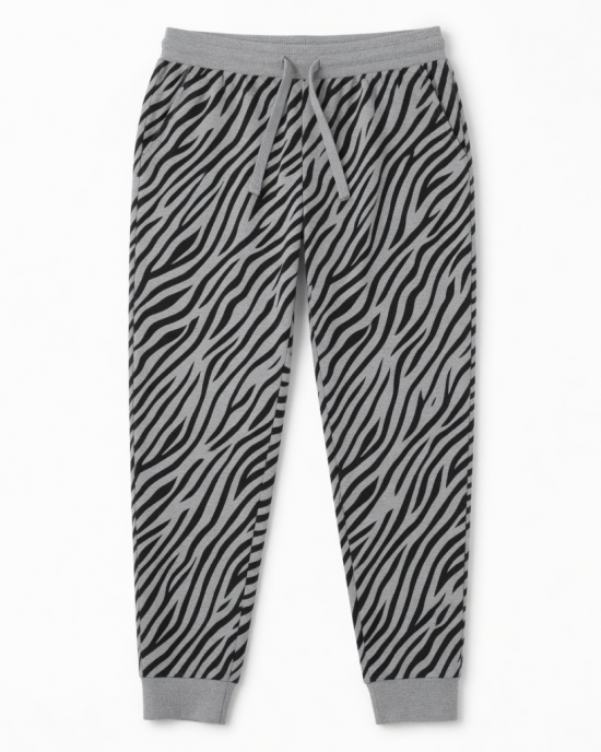Pants Pajamas Women Gray with Pattern Zebra Lounge jogger