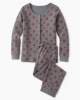 Medium Grey Red Snowflake Narrow Leg Scoop Neck Poppers Pajama Set