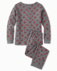 Medium Grey Red Snowflake Narrow Leg Scoop Neck Poppers Pajama Set