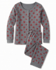 Medium Grey Red Snowflake Narrow Leg Scoop Neck Poppers Pajama Set