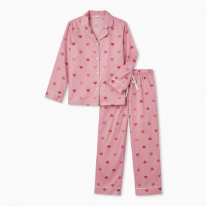 Women's Pajama Sleepwear Medium 2 Piece Pink with Hearts Valentine