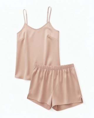 Satin Cami & Shorts Pajama Set Light Pink