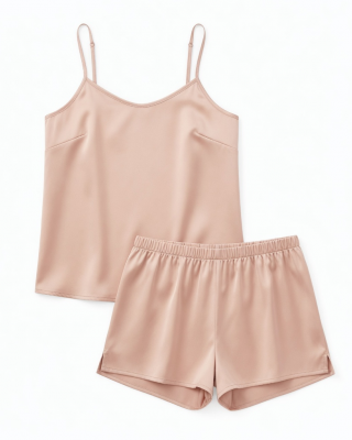 Satin Cami & Shorts Pajama Set Light Pink