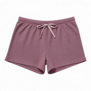 Womens Mauve Waffle Knit Pajama Shorts Drawstring Sleep Bottoms