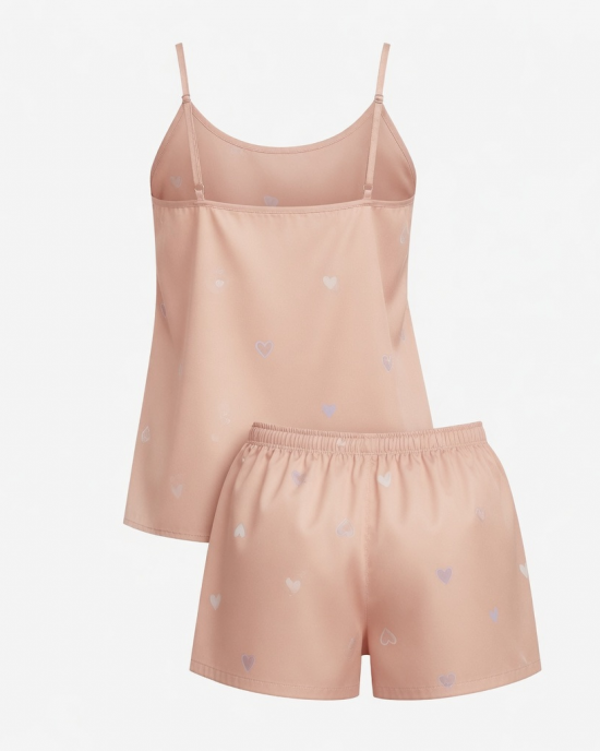 Set Pajamas Fashion Women with Print Heart Sleeveless & Shorts