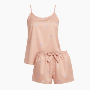 Set Pajamas Fashion Women with Print Heart Sleeveless & Shorts