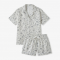 Atlanta Toile Pajamas Two Piece Shirt Shorts Set Drawstring Flaw