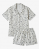 Atlanta Toile Pajamas Two Piece Shirt Shorts Set Drawstring Flaw