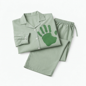 Set Pajamas unisex Large Hand Print 100 % Cotton