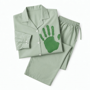 Set Pajamas unisex Large Hand Print 100 % Cotton