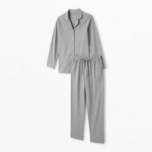 Large Grey Plain 100% Cotton Unisex Pajama Set