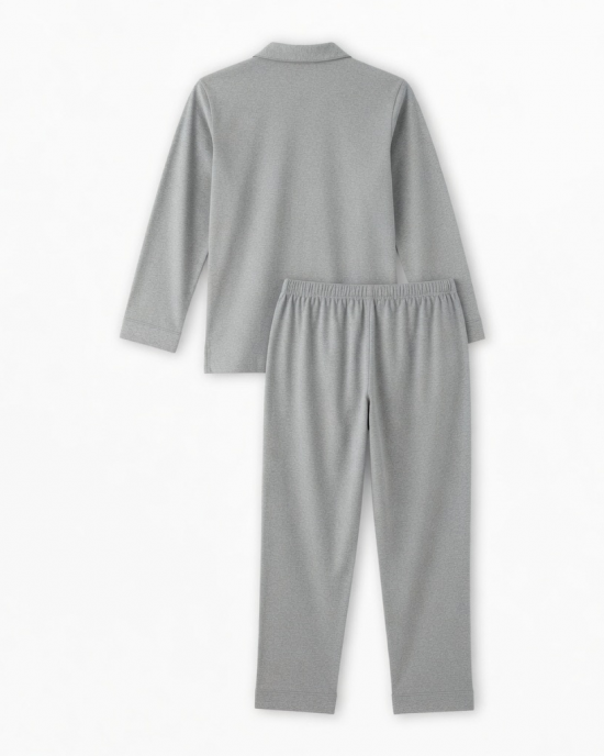 Large Grey Plain 100% Cotton Unisex Pajama Set