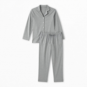 Large Grey Plain 100% Cotton Unisex Pajama Set