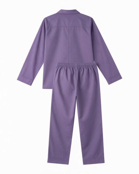 Large Purple Plain 100%Cotton Unisex Pajama Set
