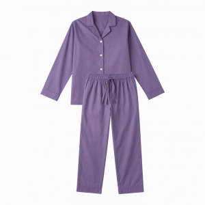 Large Purple Plain 100%Cotton Unisex Pajama Set