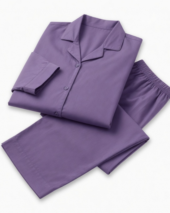 Set Pajamas unisex 100 % Cotton Plain Purple