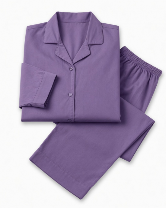 Set Pajamas unisex 100 % Cotton Plain Purple