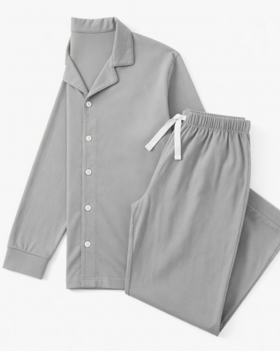 Small Solid Plain 100%Cotton Unisex Pajama Set