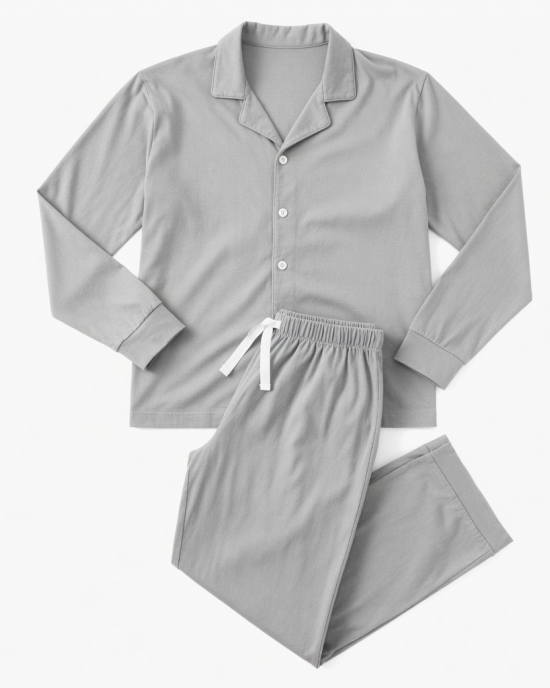 Small Solid Plain 100%Cotton Unisex Pajama Set