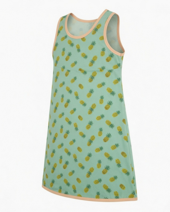 Pineapple Print Nightdress with Contrast Trim