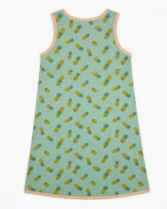 Pineapple Print Nightdress with Contrast Trim