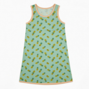 Pineapple Print Nightdress with Contrast Trim
