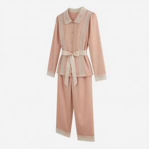 Elegant Pajamas with Bow Back Women with Design Splice Lace for All Seasons