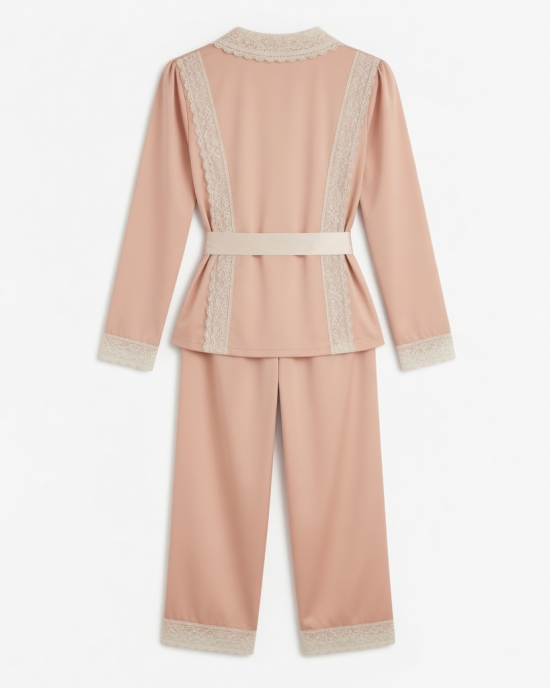 Elegant Pajamas with Bow Back Women with Design Splice Lace for All Seasons