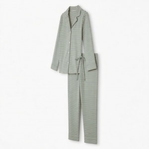 Sleek and Stylish Womens Casual Pajama Set with Comfortable Stripe Design