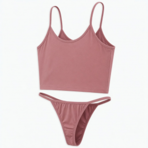 Women Thong Pajama Brand New Moderate Elasticity Sleeveless Solid Color