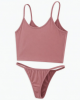 Women Thong Pajama Brand New Moderate Elasticity Sleeveless Solid Color