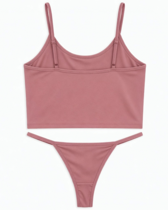 Women Thong Pajama Brand New Moderate Elasticity Sleeveless Solid Color