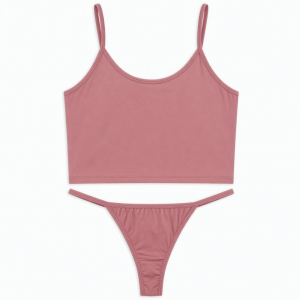 Women Thong Pajama Brand New Moderate Elasticity Sleeveless Solid Color