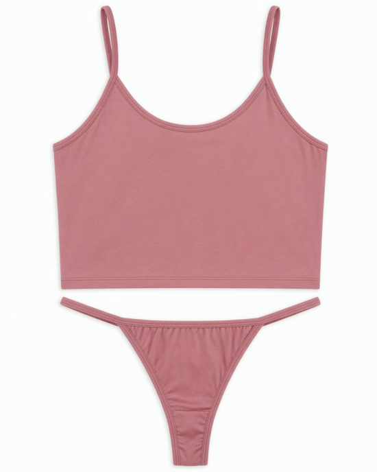 Women Thong Pajama Brand New Moderate Elasticity Sleeveless Solid Color