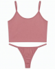 Women Thong Pajama Brand New Moderate Elasticity Sleeveless Solid Color