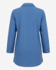 Womens Blue Pajama Sleep Shirt Button Up Long Sleeve Classic Fit