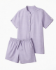 Shortie Pajama Set Striped 2 Piece Women Button Up