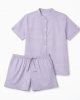 Shortie Pajama Set Striped 2 Piece Women Button Up