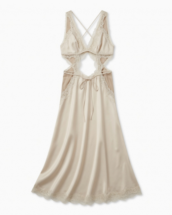Sophisticated Pajamas Women with Lace Cutout without Back Style Nightgown