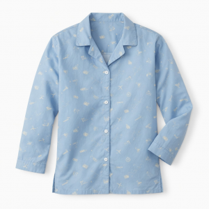 Pajama, Top Only Small 100% Cotton Button Up Travel Themed