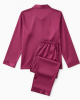 2 Piece Satin Look Pajama Set with Satin Trim, Magenta