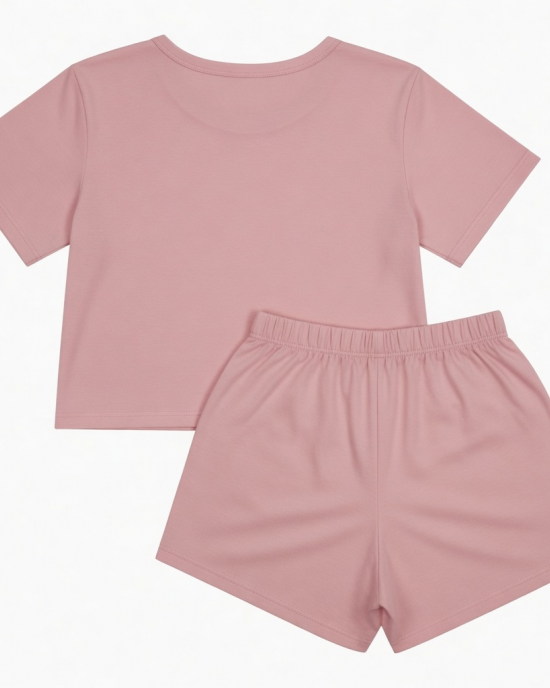 Womens 2 Piece Short Set Pink Comfort Lightweight Loungewear