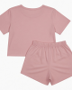 Womens 2 Piece Short Set Pink Comfort Lightweight Loungewear