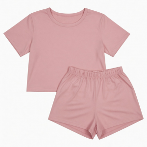 Womens 2 Piece Short Set Pink Comfort Lightweight Loungewear