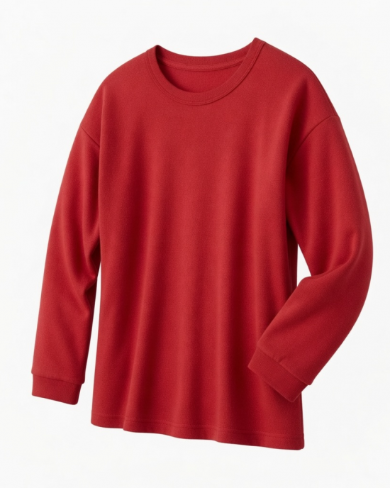 Pajama Top Womens Red Solid Pullover Soft Minimalist