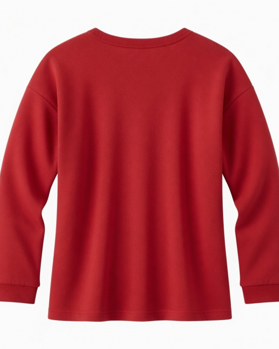 Pajama Top Womens Red Solid Pullover Soft Minimalist