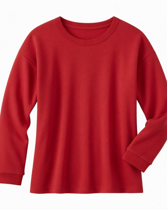 Pajama Top Womens Red Solid Pullover Soft Minimalist